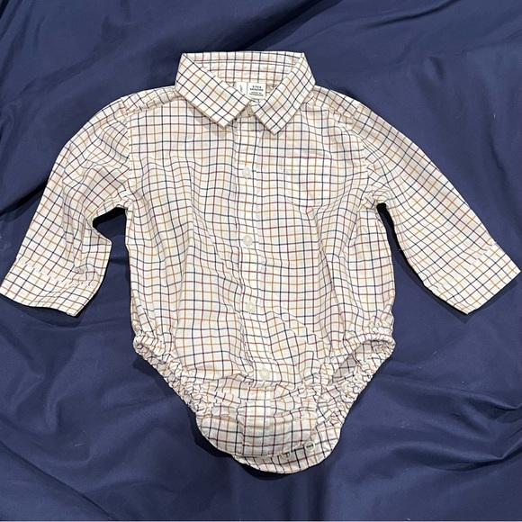 Janie & Jack BABY PLAID POPLIN BODYSUIT Dress Shirt - Picture 2 of 7